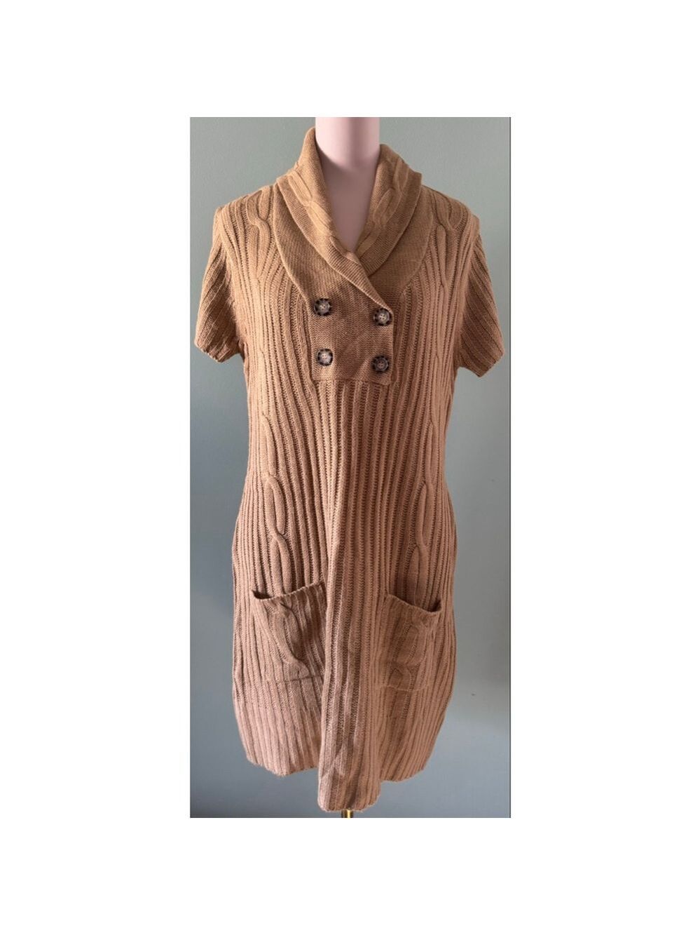 Women's Allison Brittney Cowl Neck Sweater Dress XL Beige